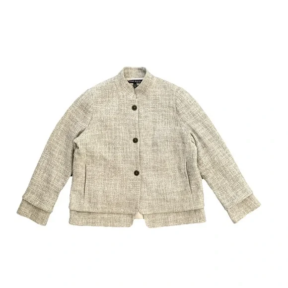 Anne Klein Tweed Turn Lock Jacket Beige Career Office Womens Size 14 Classic - Picture 1 of 7